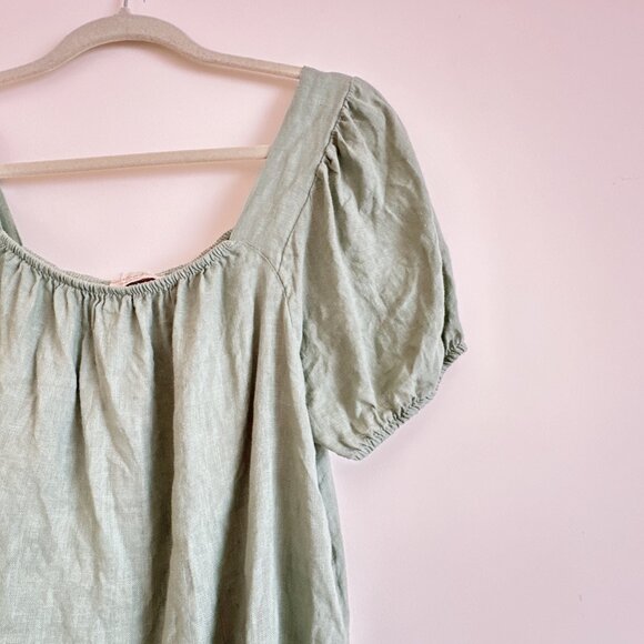 Saje Green Linen Short Sleeve Top - Picture 2 of 7